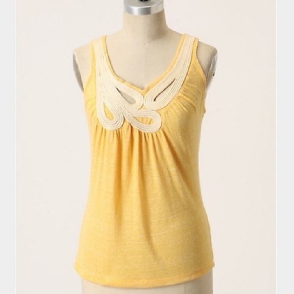 Anthropologie C Keer L Gold yellow rope neck tank